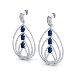4 ctw Sapphire & VS/SI Diamond Earrings 18K White Gold - REF-307H3M - SKU:22459