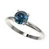 Image 1 : 1 ctw Intense Blue Diamond Ring 10K White Gold - REF-112H5M - SKU:32890