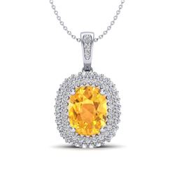 3 ctw Citrine & VS/SI Diamond Necklace 14K White Gold - REF-65M5F - SKU:20411