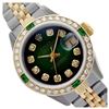 Image 1 : Rolex Men's Two Tone 14K Gold/SS, QuickSet, Diam Dial & Diam/Emerald Bezel - REF-557N3A