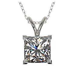 1.25 ctw VS/SI Princess Diamond Necklace 10K White Gold - REF-397M5F - SKU:33214