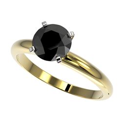 1.50 ctw Fancy Black Diamond Solitaire Ring 10K Yellow Gold - REF-48A2V - SKU:32927
