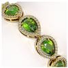 Image 3 : 16.08 ctw Peridot & Diamond Halo Bracelet 10K Yellow Gold - REF-312H2M - SKU:41119