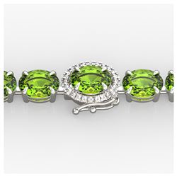 19.25 ctw Peridot & VS/SI Diamond Bracelet 14K White Gold - REF-147Y3X - SKU:40239