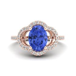 1.75 ctw Tanzanite & VS/SI Diamond Ring 10K Rose Gold - REF-53A3V - SKU:20994