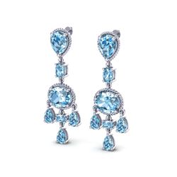 16 ctw Sky Blue Topaz Earrings Vintage 10K White Gold - REF-56Y7X - SKU:20103