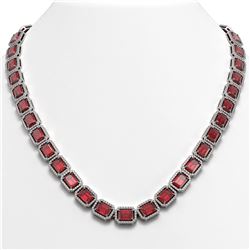 60.49 ctw Tourmaline & Diamond Halo Necklace 10K White Gold - REF-1781H8M - SKU:41348