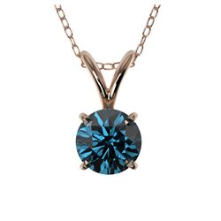 0.51 ctw Intense Blue Diamond Necklace 10K Rose Gold - REF-42R2K - SKU:36727
