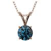 Image 1 : 0.51 ctw Intense Blue Diamond Necklace 10K Rose Gold - REF-42R2K - SKU:36727