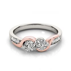 1.25 ctw VS/SI Diamond 2 Stone Ring 14K White & Rose Gold - REF-142F4N - SKU:26061