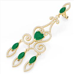 11 ctw Emerald & VS/SI Diamond Earrings 14K Yellow Gold - REF-343N6A - SKU:23574