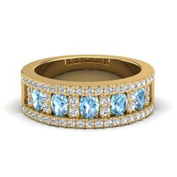 2 ctw Topaz & VS/SI Diamond Band Ring 10K Yellow Gold - REF-60H4M - SKU:20820