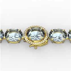 79 ctw Sky Blue Topaz & Diamond Bracelet 14K Yellow Gold - REF-229F3N - SKU:22284