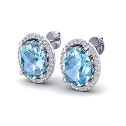 6 ctw Sky Blue Topaz & VS/SI Diamond Earrings 18K White Gold - REF-70W9H - SKU:21048