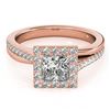 Image 1 : 1.25 ctw VS/SI Princess Diamond Halo Ring 14K Rose Gold - REF-174R7K - SKU:25047