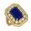 Image 1 : 7.11 ctw Sapphire & Diamond Ring 14K Yellow Gold - REF-171V5Y - SKU:43372