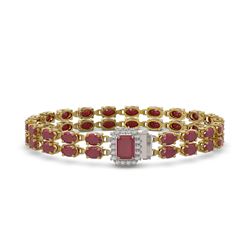 19.07 ctw Ruby & Diamond Bracelet 14K Yellow Gold - REF-206W7H - SKU:45712