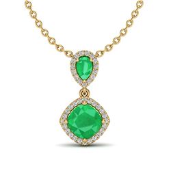 3.50 ctw Emerald & VS/SI Diamond Necklace Designer 10K Yellow Gold - REF-63A6V - SKU:20545