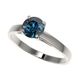 1 ctw Intense Blue Diamond Ring 10K White Gold - REF-127M5F - SKU:32987
