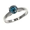Image 2 : 1 ctw Intense Blue Diamond Ring 10K White Gold - REF-127M5F - SKU:32987