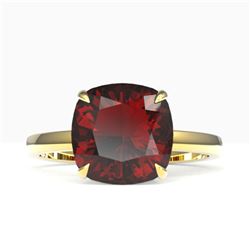6 ctw Cushion Cut Garnet Ring 18K Yellow Gold - REF-39V3Y - SKU:22184