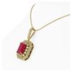 Image 3 : 7.18 ctw Ruby & Diamond Necklace 14K Yellow Gold - REF-159X3R - SKU:43441
