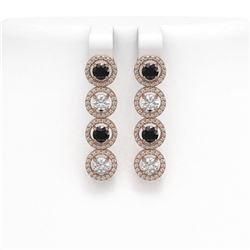 3.84 ctw Black & Diamond Earrings 18K Rose Gold - REF-259H2M - SKU:42882