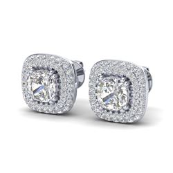 2.16 ctw VS/SI Diamond Earrings Halo 18K White Gold - REF-250A2V - SKU:20342