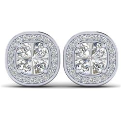 2 ctw VS/SI Cushion Diamond Art Deco Stud Earrings 18K White Gold - REF-353K2W - SKU:32594