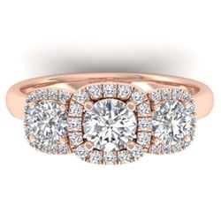 1.55 ctw VS/SI Diamond Solitaire 3 Stone Ring 18K Rose Gold - REF-205Y3X - SKU:32685
