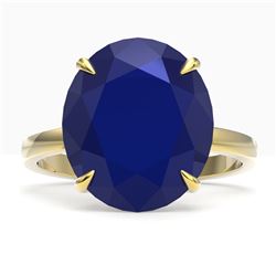9 ctw Sapphire Solitaire Ring 18K Yellow Gold - REF-71K3W - SKU:22121