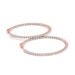 2 ctw Diamond VS/SI 28 mm Hoop Earrings 14K Rose Gold - REF-140H7M - SKU:29114