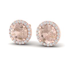 3 ctw Morganite & Halo VS/SI Diamond Earrings 14K Rose Gold - REF-68M4F - SKU:21496