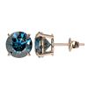 Image 2 : 3.15 ctw Intense Blue Diamond Stud Earrings 10K Rose Gold - REF-435N2A - SKU:36707
