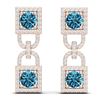 Image 3 : 4 ctw SI/I Intense Blue And Diamond Earrings 18K Rose Gold - REF-292X5R - SKU:40161
