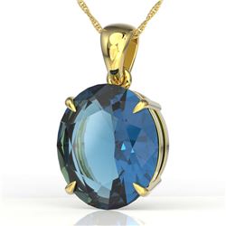9 ctw London Blue Topaz Solitaire Necklace 18K Yellow Gold - REF-50W2H - SKU:21910