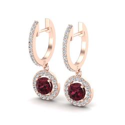 1.75 ctw Garnet & VS/SI Diamond Earrings 14K Rose Gold - REF-72A5V - SKU:23257