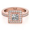 Image 1 : 1.11 ctw VS/SI Princess Diamond Halo Ring 14K Rose Gold - REF-170Y2X - SKU:25038