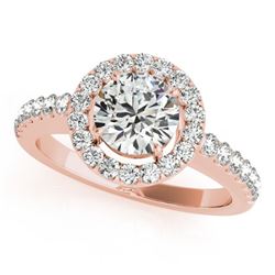 0.76 ctw VS/SI Diamond Solitaire Halo Ring 14K Rose Gold - REF-82H5M - SKU:24175