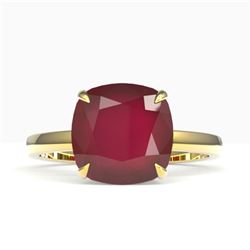 6 ctw Ruby Solitaire Ring 18K Yellow Gold - REF-63K6W - SKU:22199