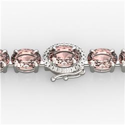 26 ctw Morganite & Diamond Eternity Bracelet 14K White Gold - REF-285R3K - SKU:23431