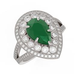 5.12 ctw Emerald & Diamond Ring 14K White Gold - REF-156X5R - SKU:43118