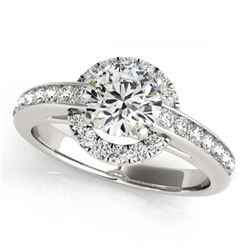 1 ctw VS/SI Diamond Solitaire Halo Ring 14K White Gold - REF-95A7V - SKU:24536