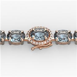 36 ctw Sky Blue Topaz & VS/SI Diamond Bracelet 14K Rose Gold - REF-115A8V - SKU:23444