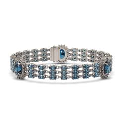 30.94 ctw London Topaz & Diamond Bracelet 14K White Gold - REF-244F4N - SKU:45287
