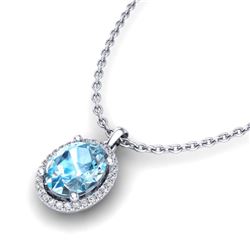 3 ctw Sky Blue Topaz & Diamond Necklace 18K White Gold - REF-49M3F - SKU:21073