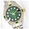 Image 1 : Rolex Ladies Two Tone 14K Gold/SS, Diam Dial & Diam/Emerald Bezel, Sapphire Crystal - REF-440A7N