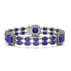 21.83 ctw Sapphire & Diamond Bracelet 14K White Gold - REF-270Y2X - SKU:44744