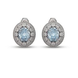 7.24 ctw Aquamarine & Diamond Earrings 14K White Gold - REF-221R6K - SKU:43640