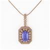 Image 2 : 6.05 ctw Tanzanite & Diamond Necklace 14K Rose Gold - REF-213X5R - SKU:43446